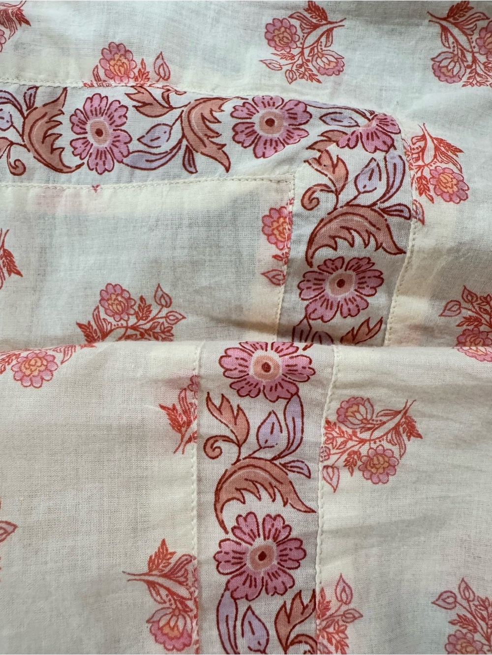 CAbi Cream and Pink “Artsy Top” Floral Peasant Tunic - Picture 4 of 10
